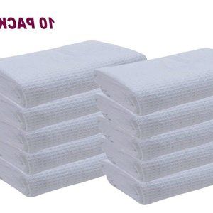 Waffle Weave Towels, 10 Pack, White, 16x24